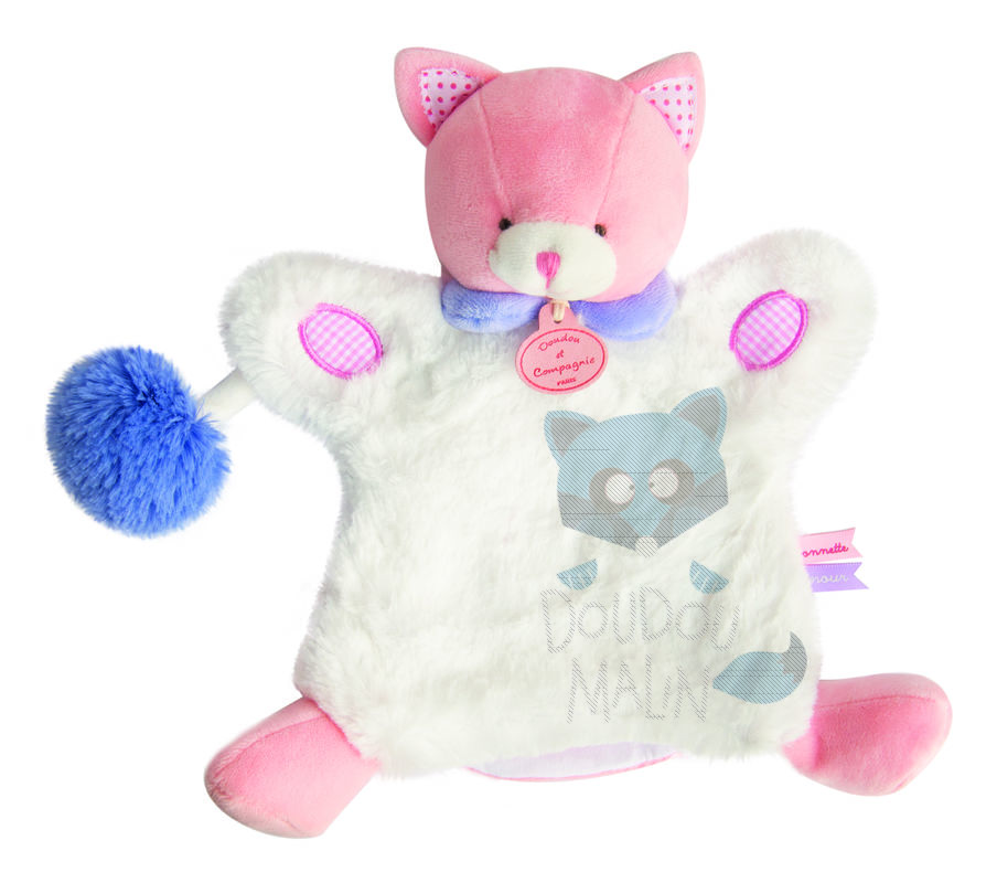  handpuppet strawberry lovely cat pink purple white 